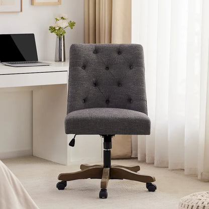 Home Computer Office Chair with Wheels Adjustable Height, Linen Fabric Upholstered Chair Swivel