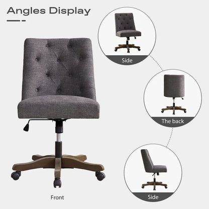 Home Computer Office Chair with Wheels Adjustable Height, Linen Fabric Upholstered Chair Swivel