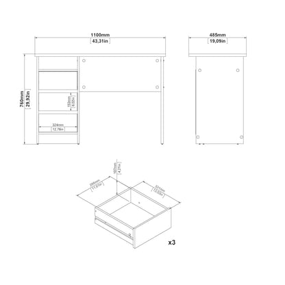 Porch & Den Wes Home Office Writing Desk with 3 Drawers and Open Shelf