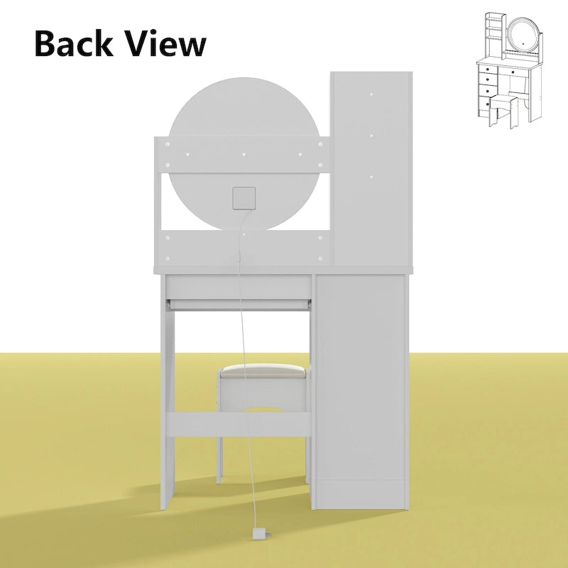 Makeup Vanity Dressing Table Set With Touch Screen Mirror & Stool