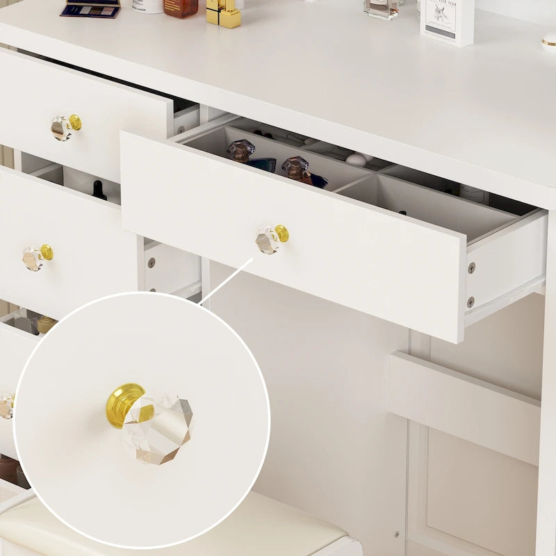 Makeup Vanity Dressing Table Set With Touch Screen Mirror & Stool