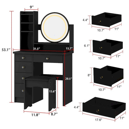 Makeup Vanity Dressing Table Set With Touch Screen Mirror & Stool