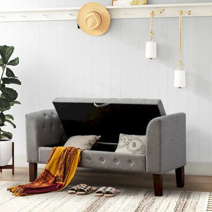 Storage Bench , Bedroom Bench with Arms Ottoman entryway bench with storage