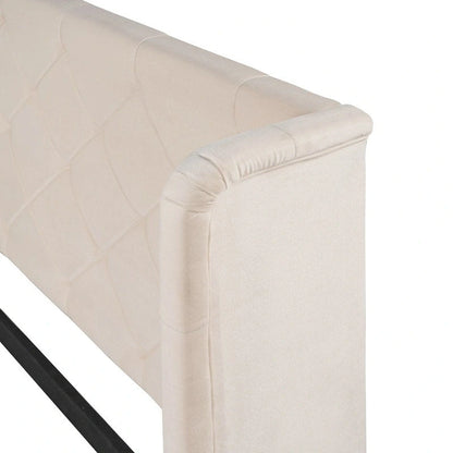 Queen Size Platform Bed with Wingback Headboard and a Big Drawer