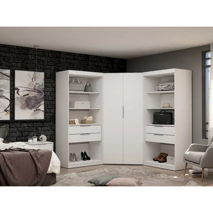 Mulberry 2.0 Semi Open 3 Sectional Modern 4 Drawer Wardrobe Corner Closet Set of 3