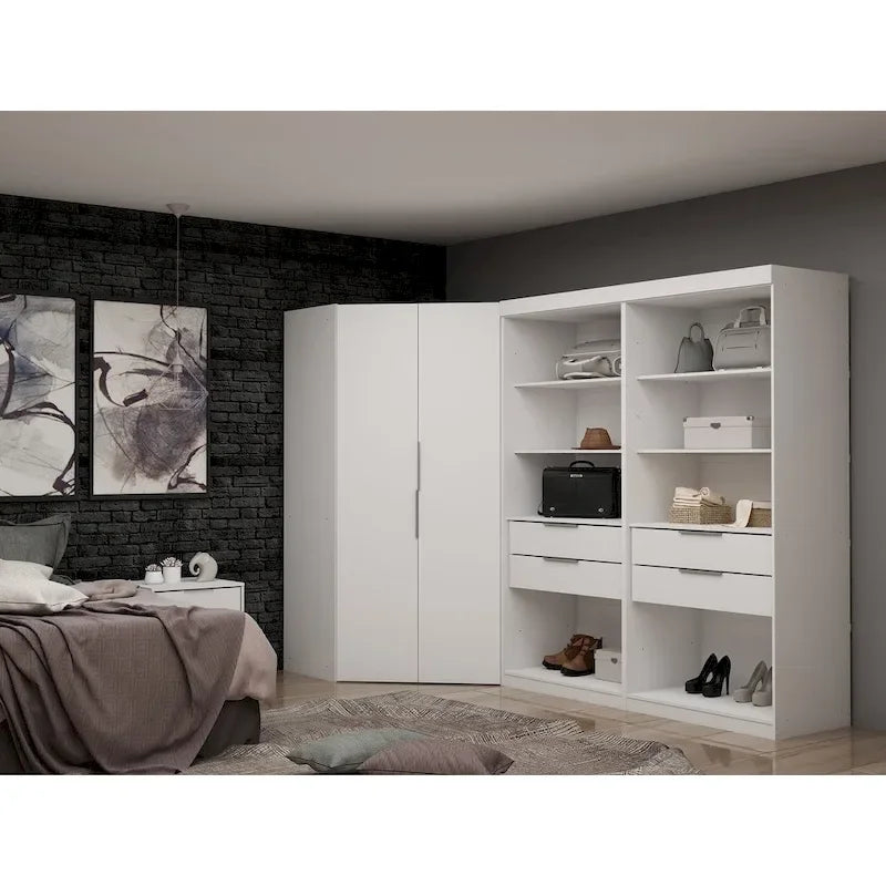 Mulberry 2.0 Semi Open 3 Sectional Modern 4 Drawer Wardrobe Corner Closet Set of 3