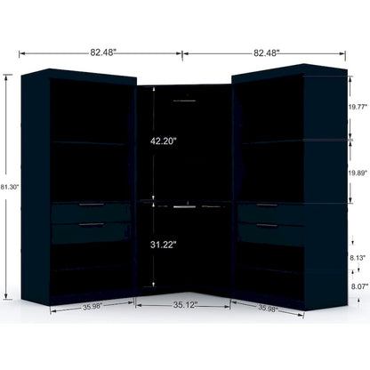 Mulberry 2.0 Semi Open 3 Sectional Modern 4 Drawer Wardrobe Corner Closet Set of 3
