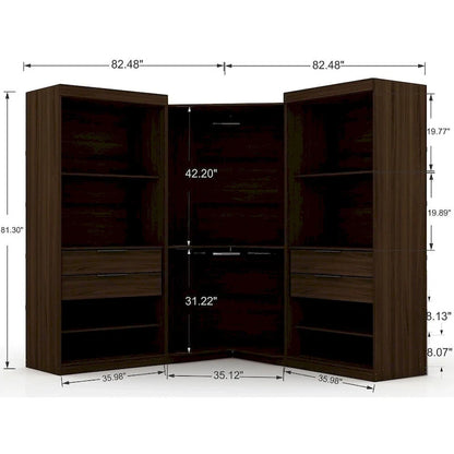 Mulberry 2.0 Semi Open 3 Sectional Modern 4 Drawer Wardrobe Corner Closet Set of 3
