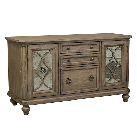 Copper Grove Simply Elegant White, Brown, & Heathered Taupe Credenza