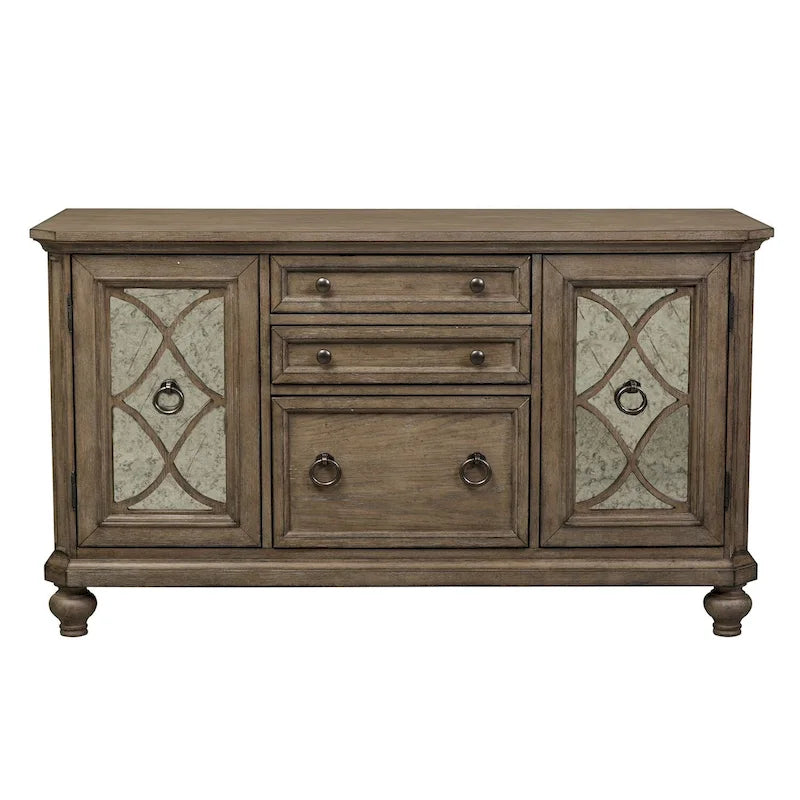 Copper Grove Simply Elegant White, Brown, & Heathered Taupe Credenza