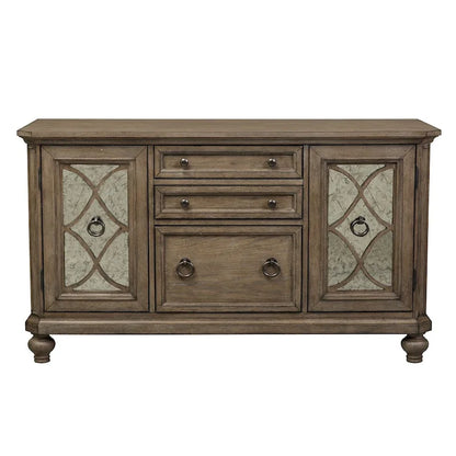 Copper Grove Simply Elegant White, Brown, & Heathered Taupe Credenza