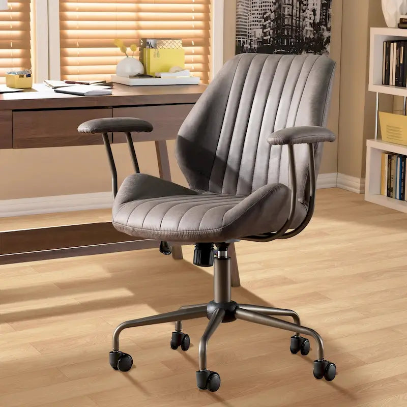 OVIOS Suede Fabric Ergonomic Office Chair Desk Chair Lumbar Support