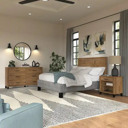 Somerset Ash Grey Headboard, Dresser and Nightstand Bedroom Set