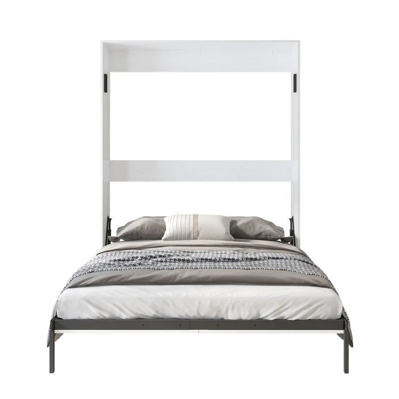 Mixoy Murphy Bed,Folding Wall Bed with 2 Side Cabinet Shelves