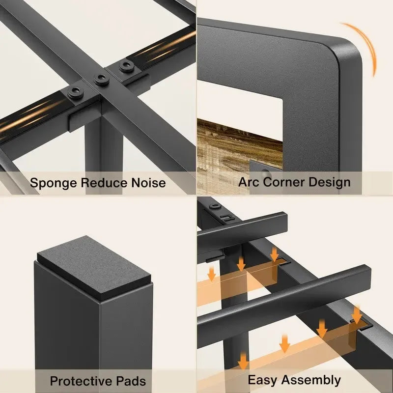 Full Queen Bed Frame with Headboard Sturdy Metal Platform Bed