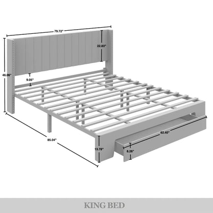 CraftPorch Velvet Wingback Tufted Upholstered Platform Storage Bed