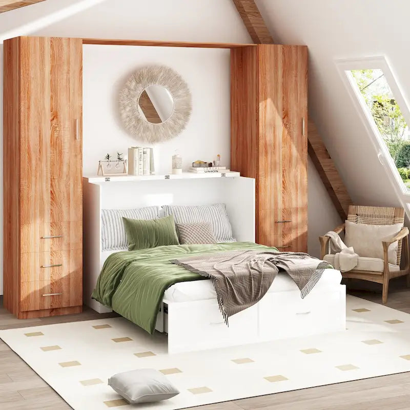 Full Size Bed Cabinet Dresser Bed w/ Drawer Convert into Cube Cabinet