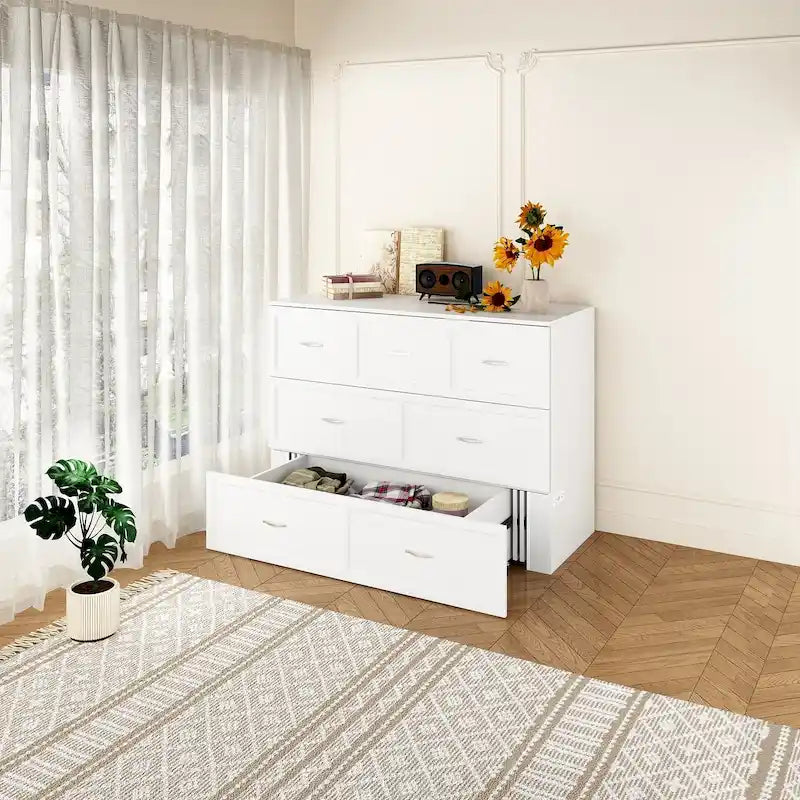 Full Size Bed Cabinet Dresser Bed w/ Drawer Convert into Cube Cabinet