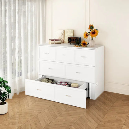 Full Size Bed Cabinet Dresser Bed w/ Drawer Convert into Cube Cabinet