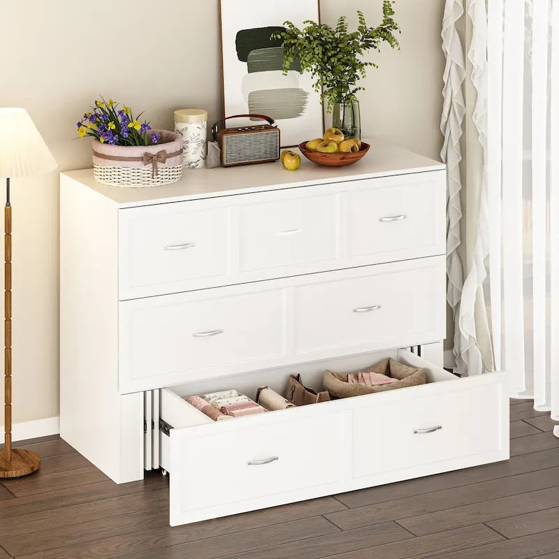 Full Size Bed Cabinet Dresser Bed w/ Drawer Convert into Cube Cabinet