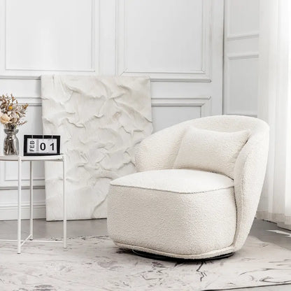 KINWELL 33 Wide Sherpa Boucle Upholstered Swivel Accent Chair