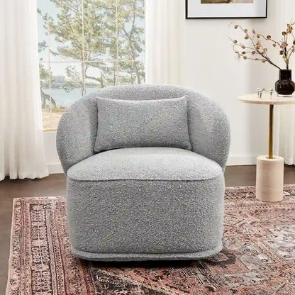 KINWELL 33 Wide Sherpa Boucle Upholstered Swivel Accent Chair