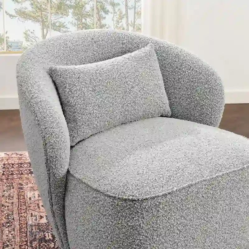 KINWELL 33 Wide Sherpa Boucle Upholstered Swivel Accent Chair