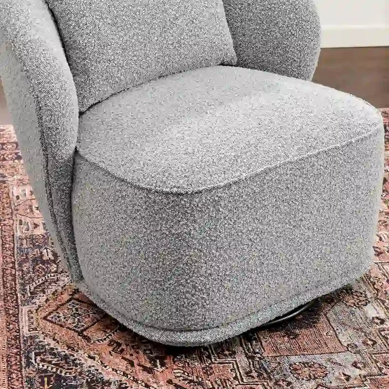 KINWELL 33 Wide Sherpa Boucle Upholstered Swivel Accent Chair