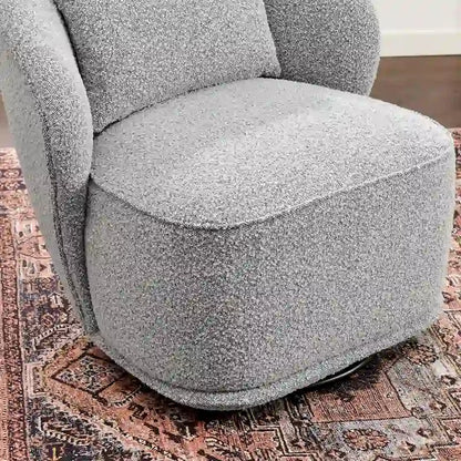 KINWELL 33 Wide Sherpa Boucle Upholstered Swivel Accent Chair