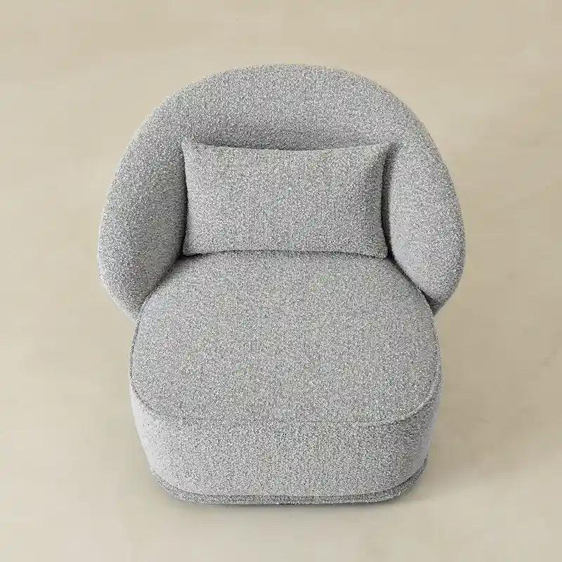 KINWELL 33 Wide Sherpa Boucle Upholstered Swivel Accent Chair