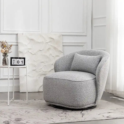 KINWELL 33 Wide Sherpa Boucle Upholstered Swivel Accent Chair