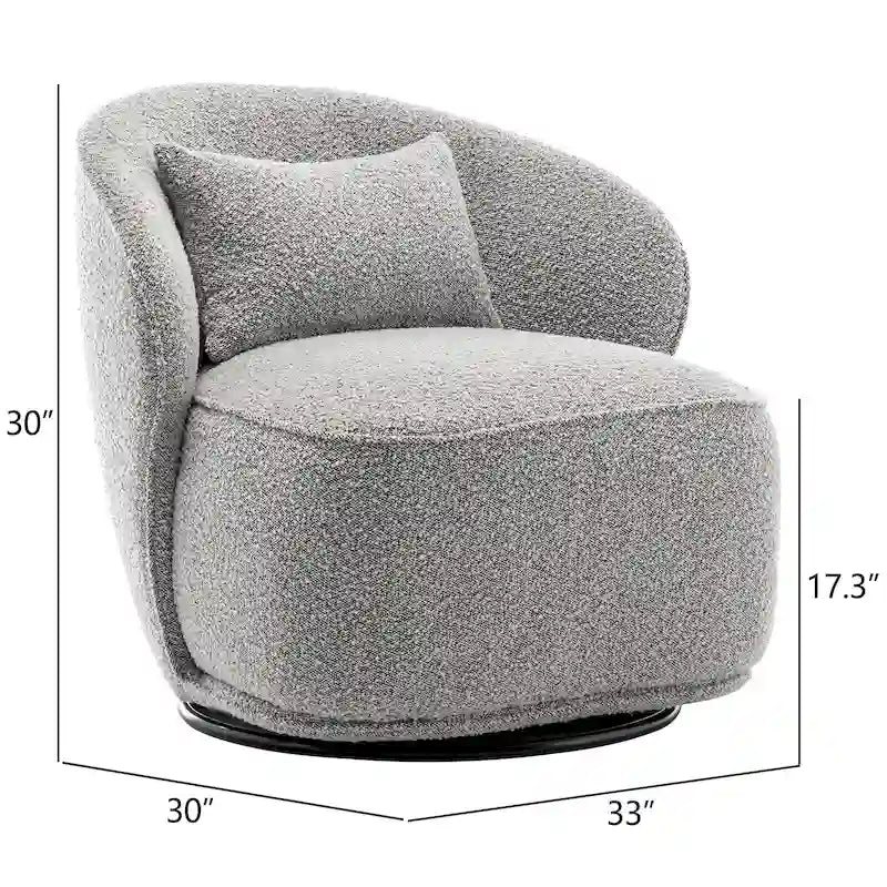 KINWELL 33 Wide Sherpa Boucle Upholstered Swivel Accent Chair