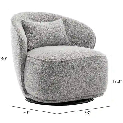 KINWELL 33 Wide Sherpa Boucle Upholstered Swivel Accent Chair