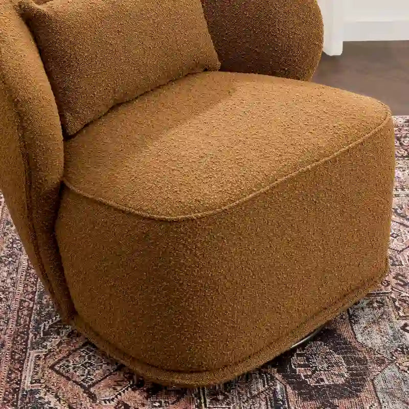 KINWELL 33 Wide Sherpa Boucle Upholstered Swivel Accent Chair