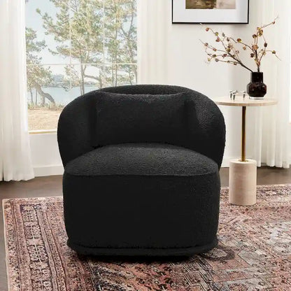 KINWELL 33 Wide Sherpa Boucle Upholstered Swivel Accent Chair
