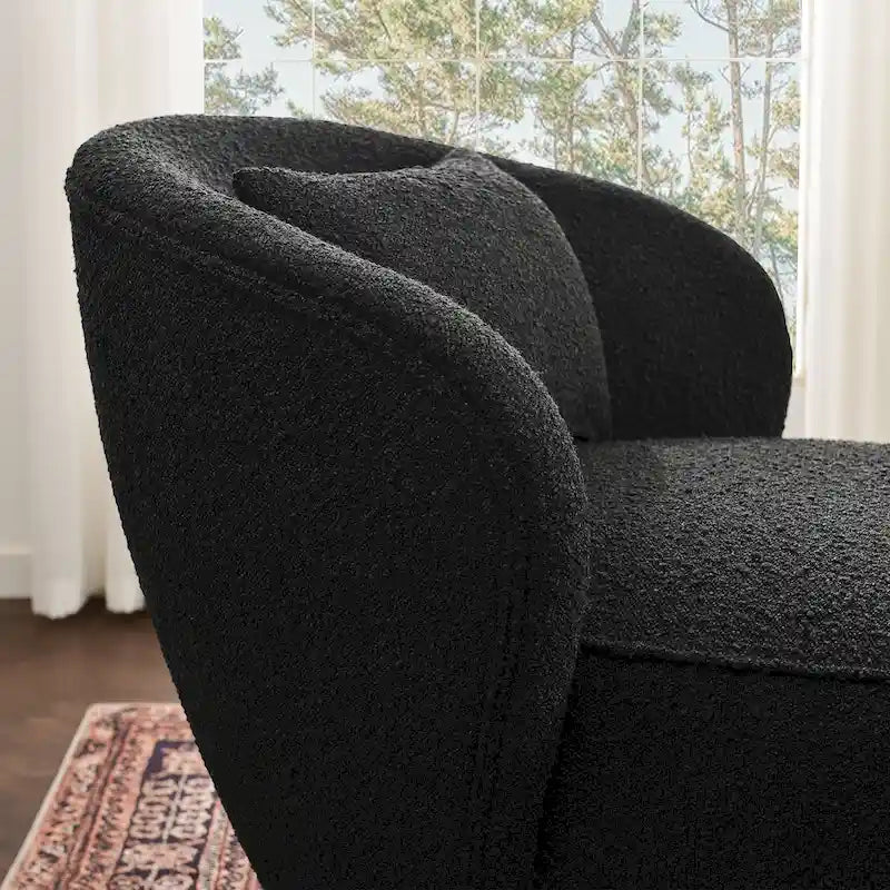 KINWELL 33 Wide Sherpa Boucle Upholstered Swivel Accent Chair