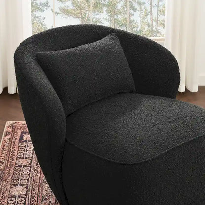 KINWELL 33 Wide Sherpa Boucle Upholstered Swivel Accent Chair