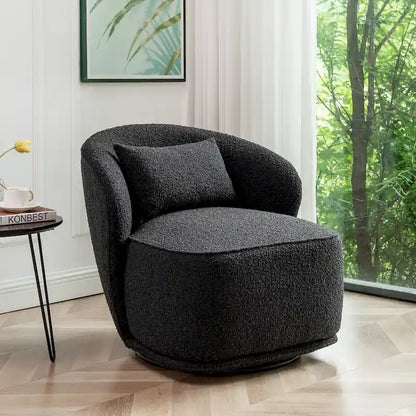 KINWELL 33 Wide Sherpa Boucle Upholstered Swivel Accent Chair