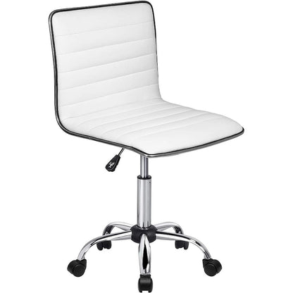 BOSSIN Adjustable Home Office Chair, Mid-Back Armless Ribbed Swivel Task Chair,Vanity Chair for Small Space, Livingroom Make-up