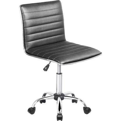 BOSSIN Adjustable Home Office Chair, Mid-Back Armless Ribbed Swivel Task Chair,Vanity Chair for Small Space, Livingroom Make-up