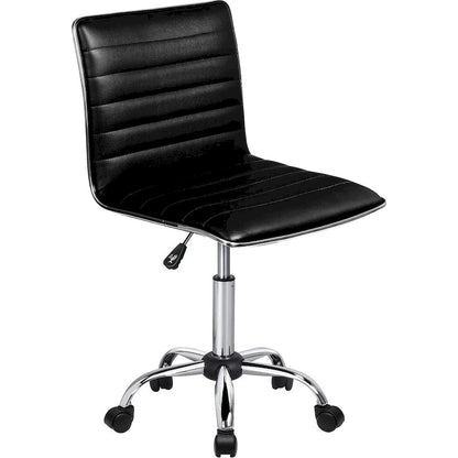 BOSSIN Adjustable Home Office Chair, Mid-Back Armless Ribbed Swivel Task Chair,Vanity Chair for Small Space, Livingroom Make-up