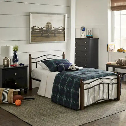 Sadie Brown and Black Metal Bed by iNSPIRE Q Classic