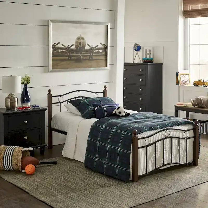 Sadie Brown and Black Metal Bed by iNSPIRE Q Classic