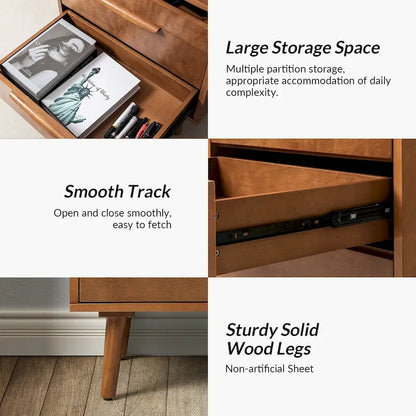 Lisa Mid-Century Modern 3-Drawer Nightstand with Charging Station by HULALA HOME