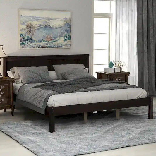 Platform Bed Frame with Headboard ,Queen Size