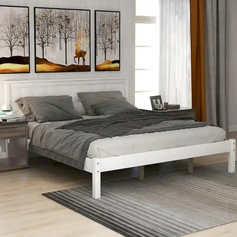 Platform Bed Frame with Headboard ,Queen Size