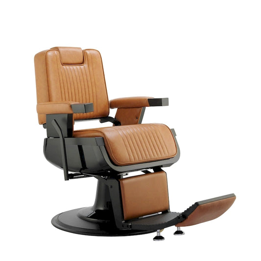 SHERMAN Heavy Duty Barber Chair Reclining Barbershop Styling Chair, Camel