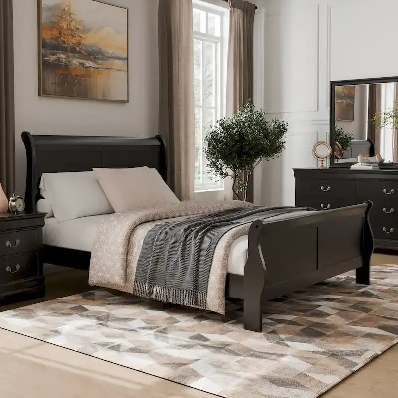 Furniture of America Devi Traditional Solid Wood Sleigh Bed