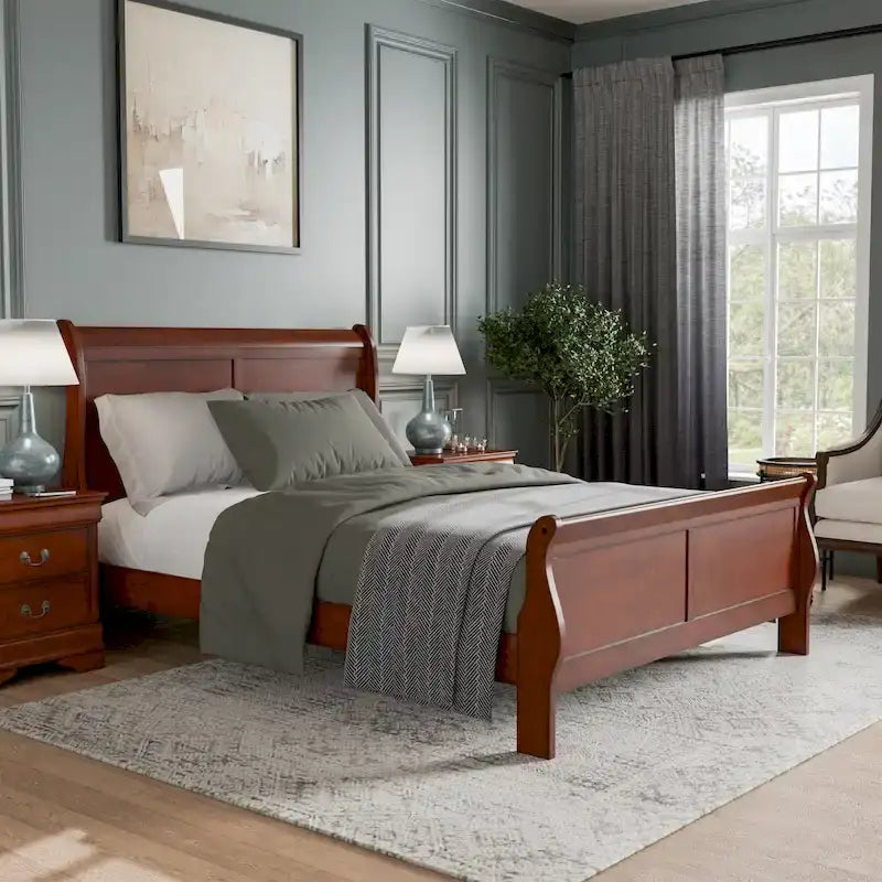 Furniture of America Devi Traditional Solid Wood Sleigh Bed