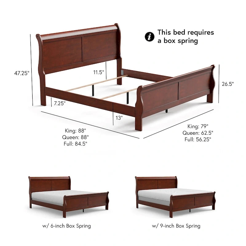 Furniture of America Devi Traditional Solid Wood Sleigh Bed